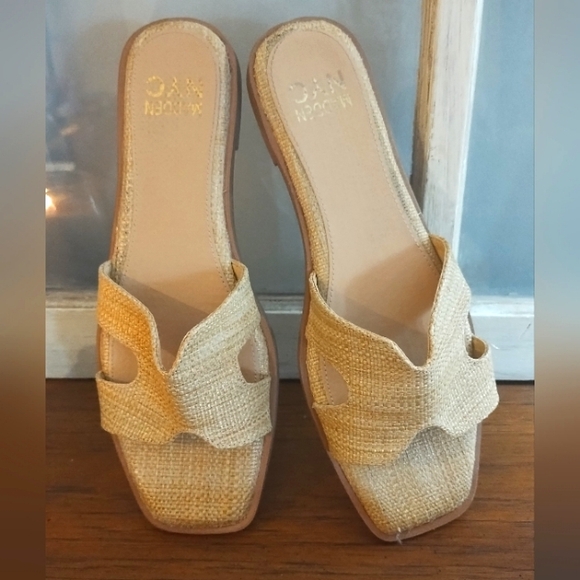 Madden Nyc Shoes - Madden NYC Women's Tan Woven Slide Sandals